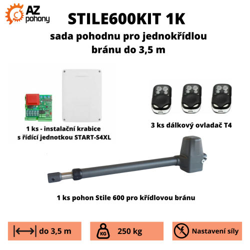 Stile600Kit 1K - sada pohon pro jednokřídlou bránu do 3,5 m